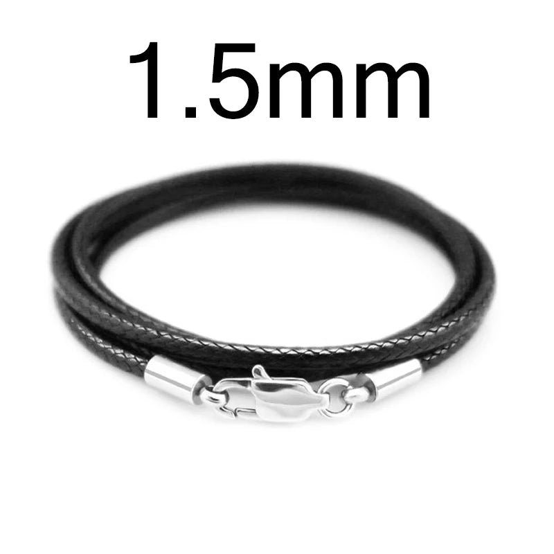 1-3mm Leather Cord Necklace 40-80cm Cord Wax Rope Lace Chain With Stainless Steel Lobster Clasp For DIY Pendant Necklace Jewelry