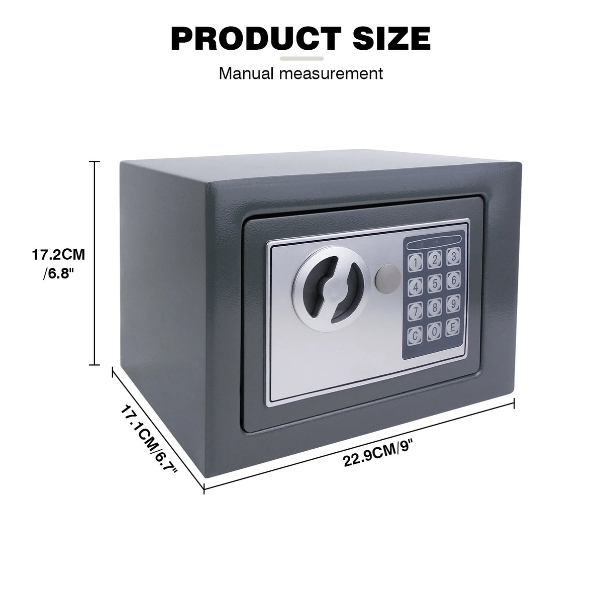 Safe Box Digital Security Steel Case with Electronic Password & Key for Home,Office (4.6/8.5/16L,Black/Grey/White)