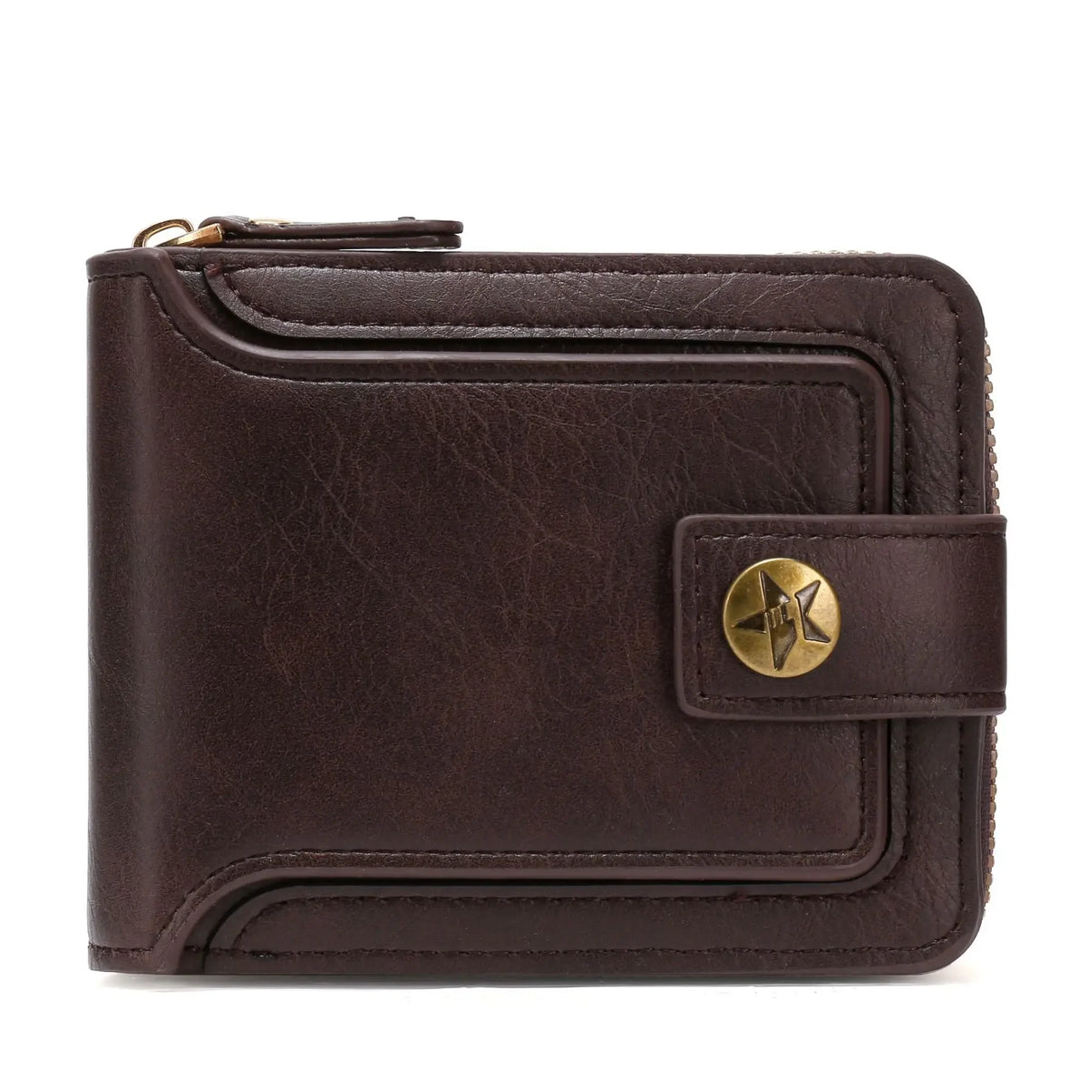 Short Horizontal Zipper Coin Pocket Tri-fold Card Case Purse Billetera Hombre Vintage Men High Quality PU Leather Small Wallet