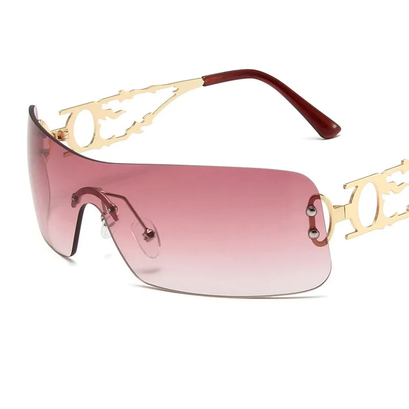 New Fashion Rimless Y2K Sunglasses Women Men 2026 High Quality Trending Product Rave Party Festival Oculos De Sol UV400
