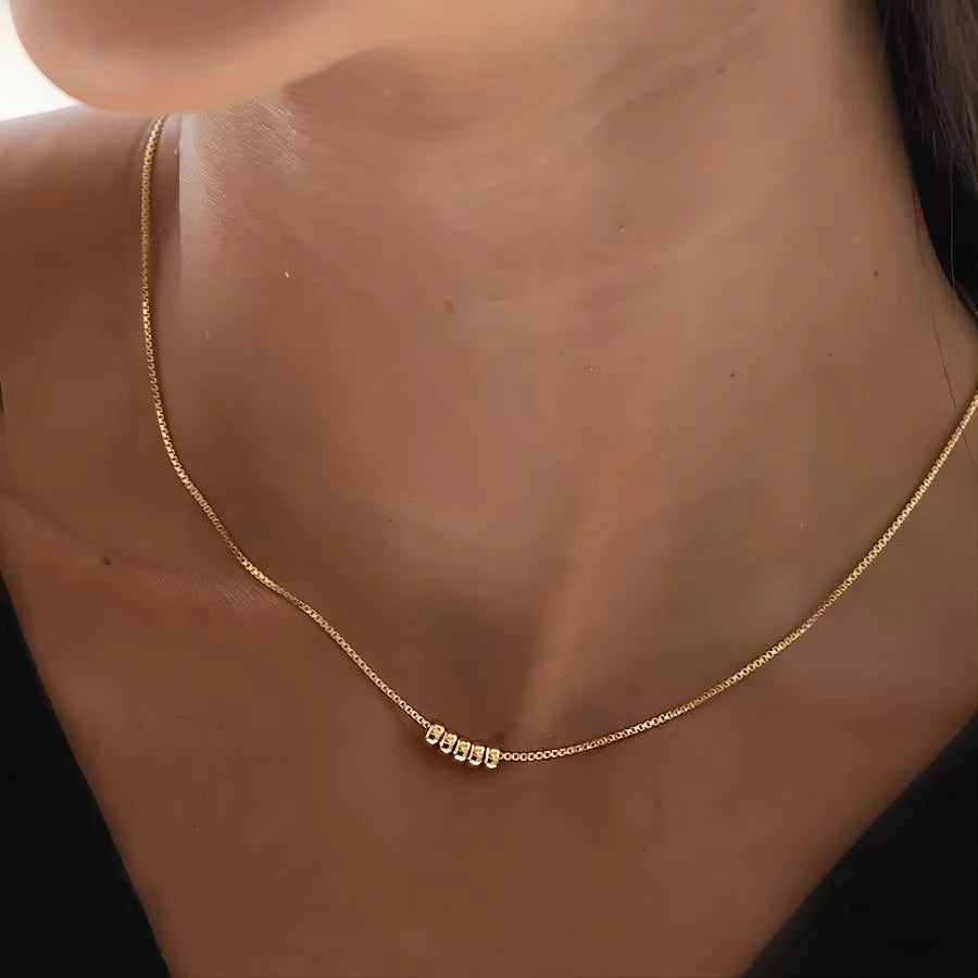 Minimalist Gold Color Stainless Steel Necklace for Women Classic Thin Chains Metal Beads Neck Jewelry