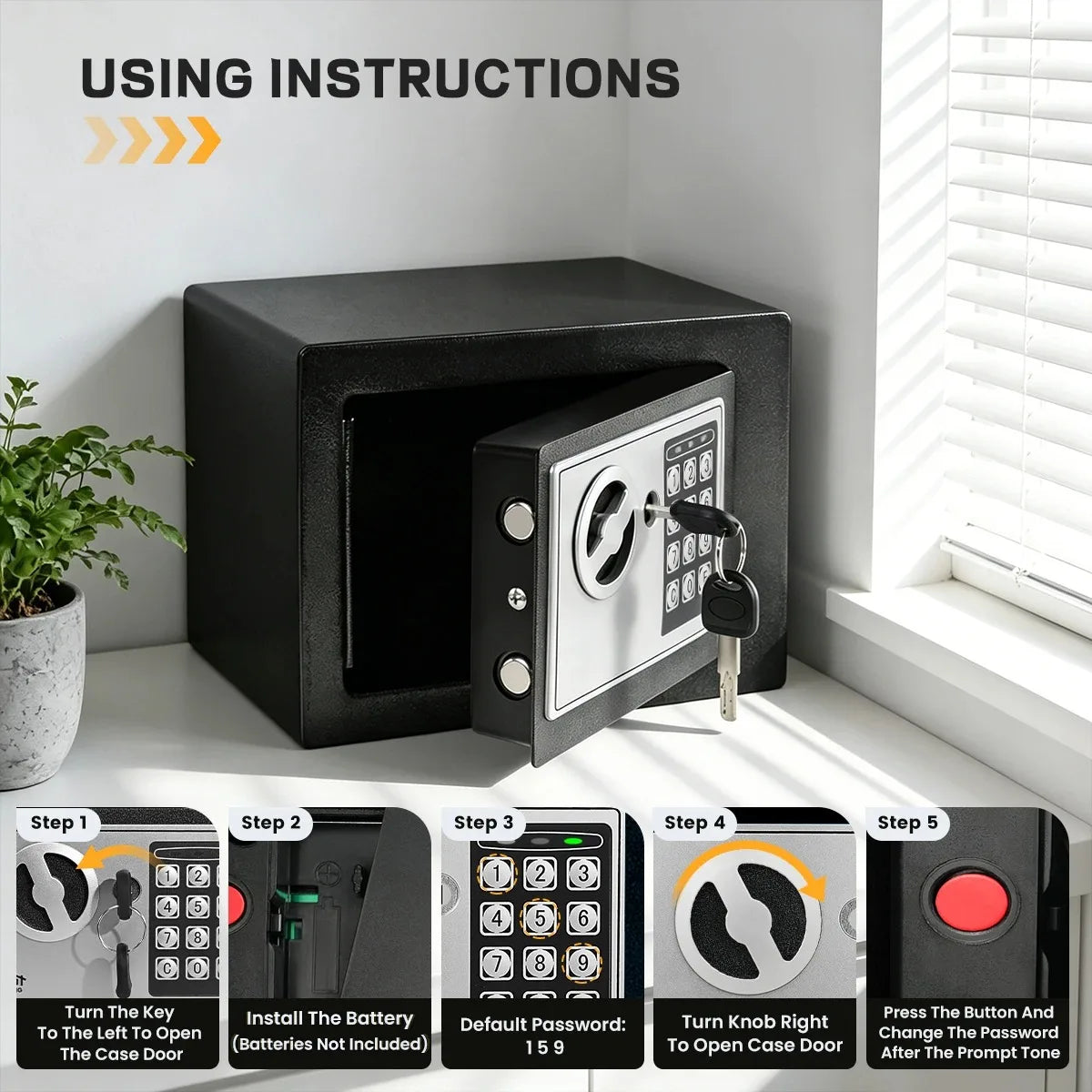 2026 NEW Electronic Safe Deposit Safe Box All Steel for Home Office Password and Key Unlock Safe and Compact