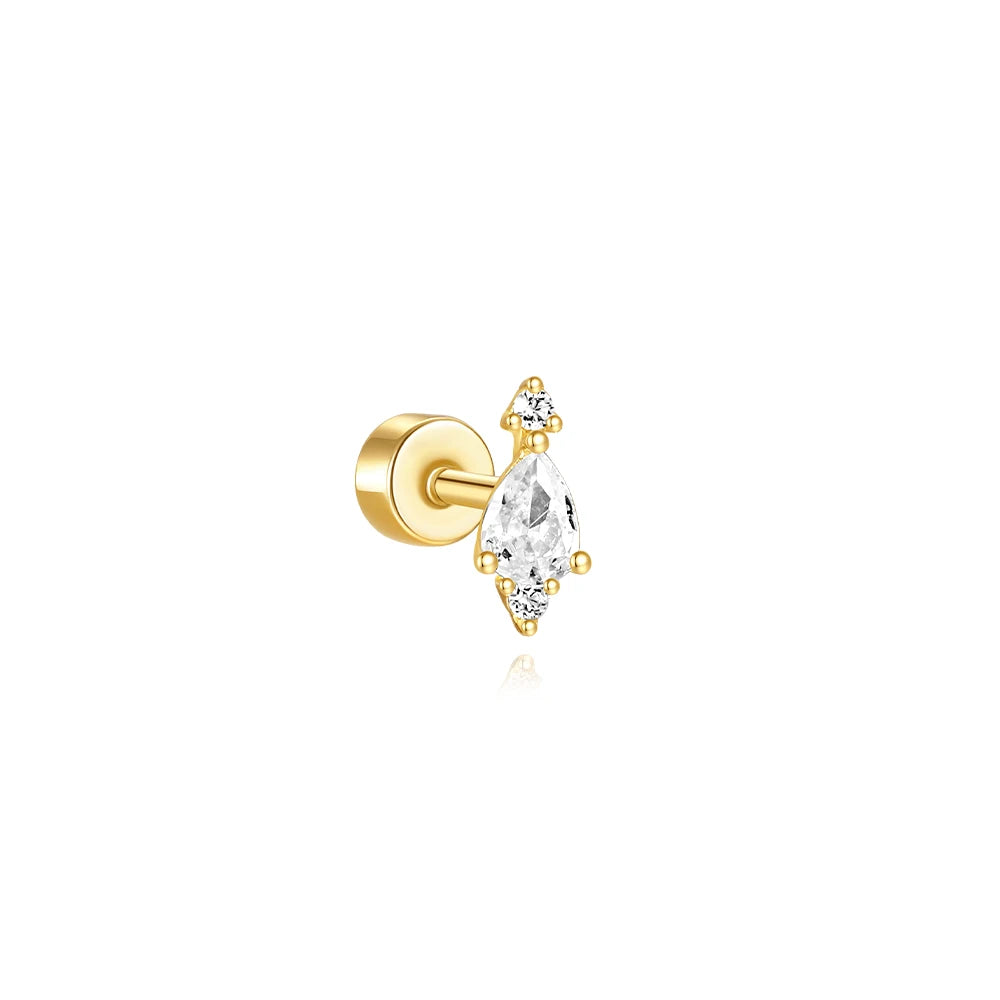 CANNER Pendientes Plata 925 Piercing Stud Earrings For Women Cubic Zirconia 925 Sterling Silver Cartilage Earring Jewerly 1pc