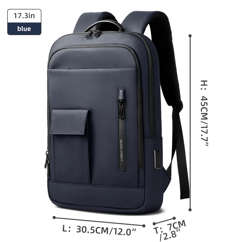 Heroic Knight Slim Backpack for Men Multifunction Work Backpack for 15.6' Laptop Bag Waterproof Business Bag College Bag Male