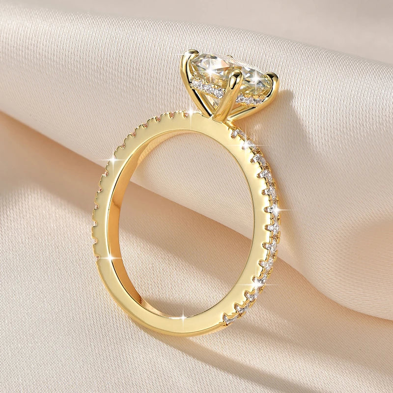 IOGOU Classic 8mm 2.0CT D Moissanite Ring 14k Gold Filled Engagement Wedding Rings for Women Finger Jewelry with GRA Certificate