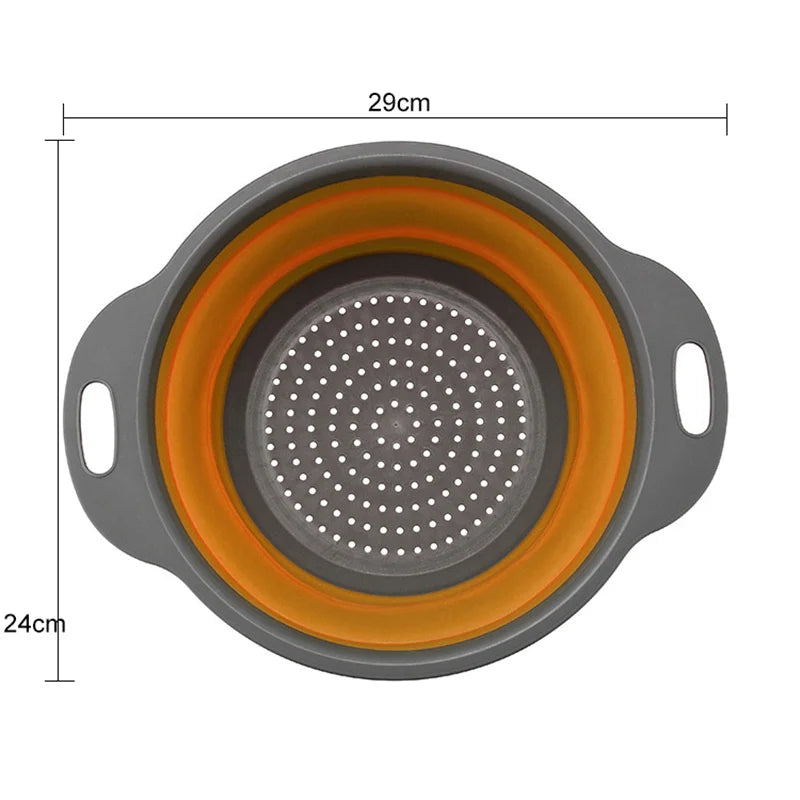 Drain Basket Silicone Vegetable Fruits Washing Drain Basket Folding Colander Strainer Collapsible Drainer Kitchen Tool
