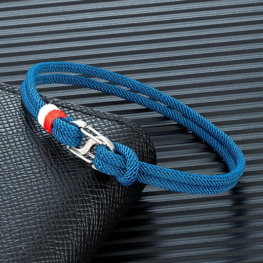 Navy Braided Rope Carabiner Bracelet