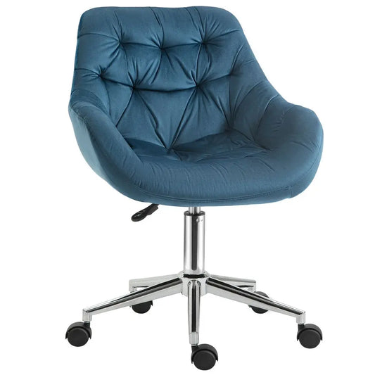 Velvet Home Office Chair Comfy Desk Chair w/ Adjustable Height Armrest Blue - Image #1