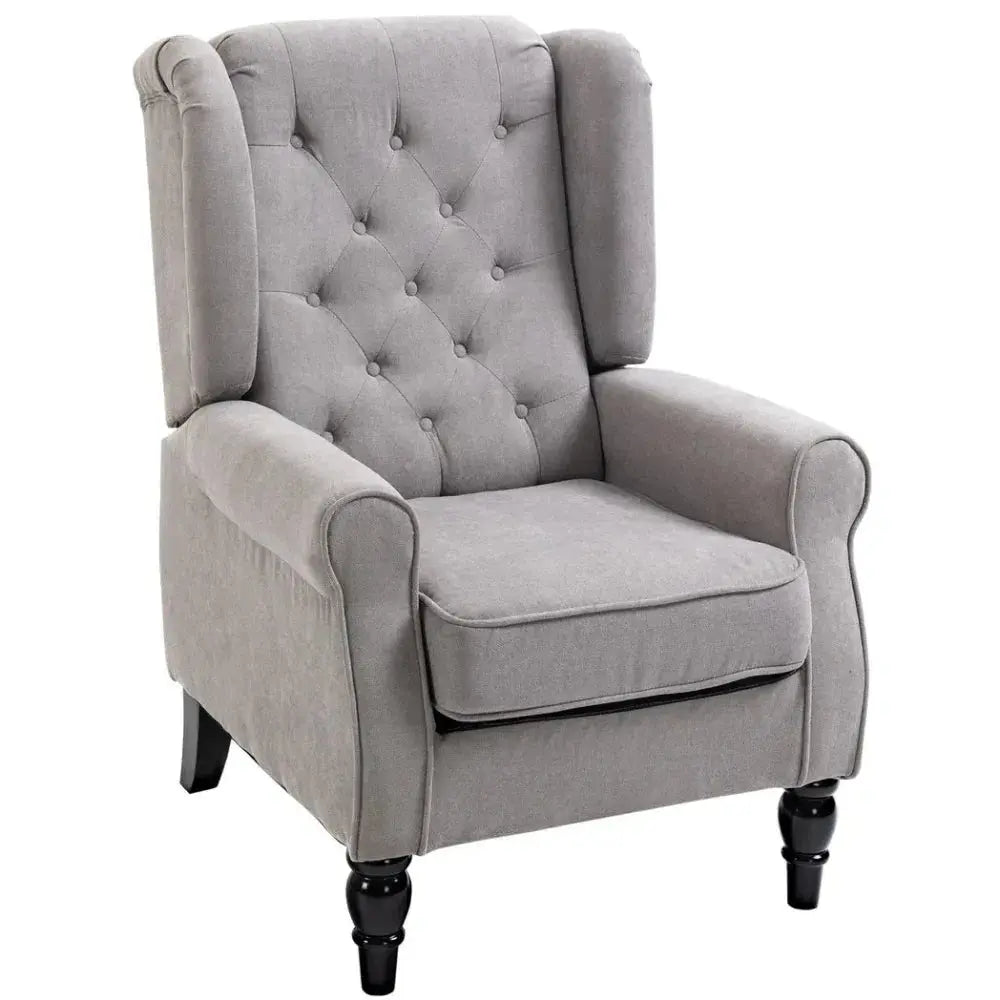 Retro Accent Chair Wingback Armchair with Wood Frame for Living Room Grey - Image #1