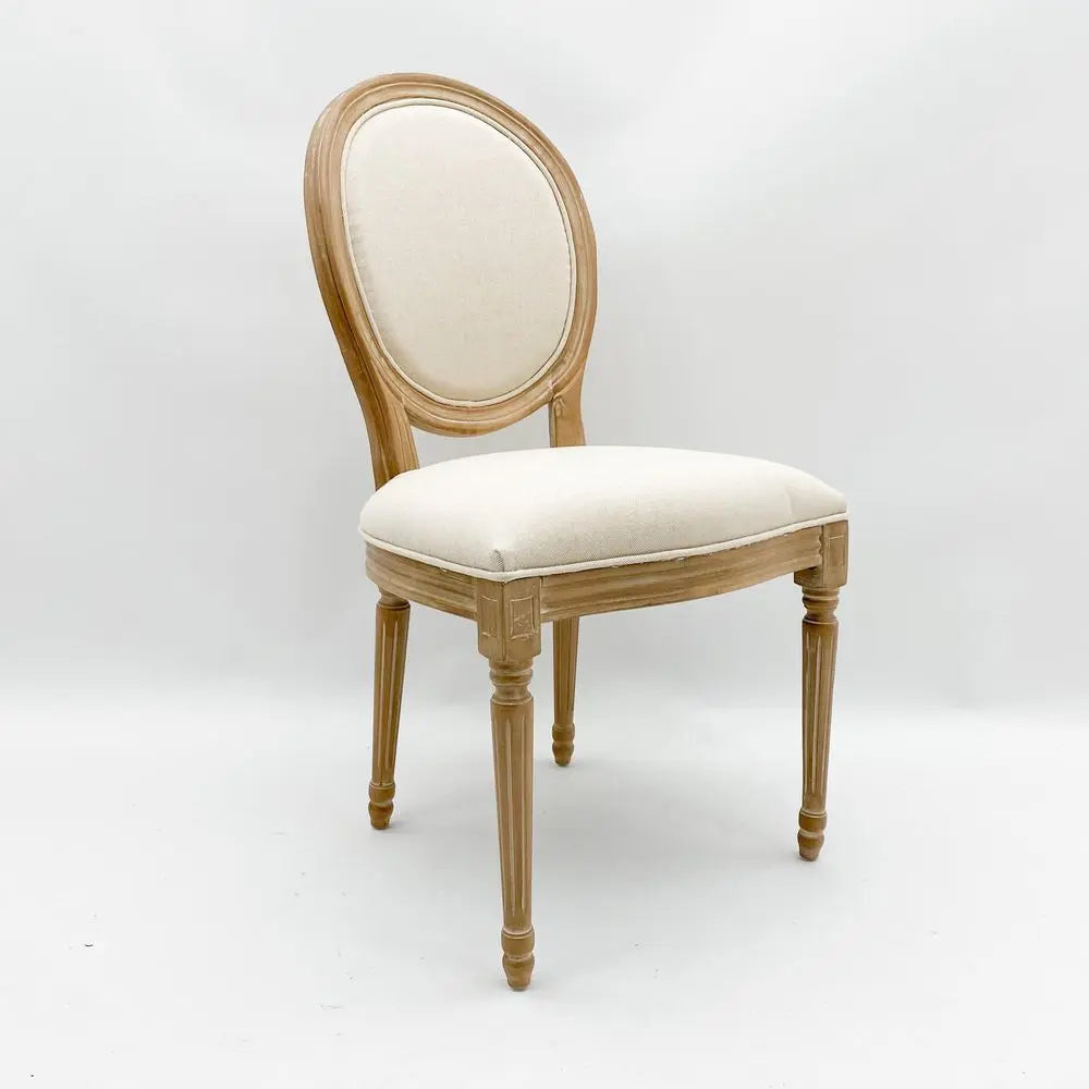 94CM CREAM LINEN FABRIC LOUIS ARMCHAIR - Image #3