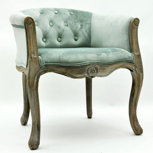 NATURAL FR GREY VELVET LOUIS CHAIR - Image #1