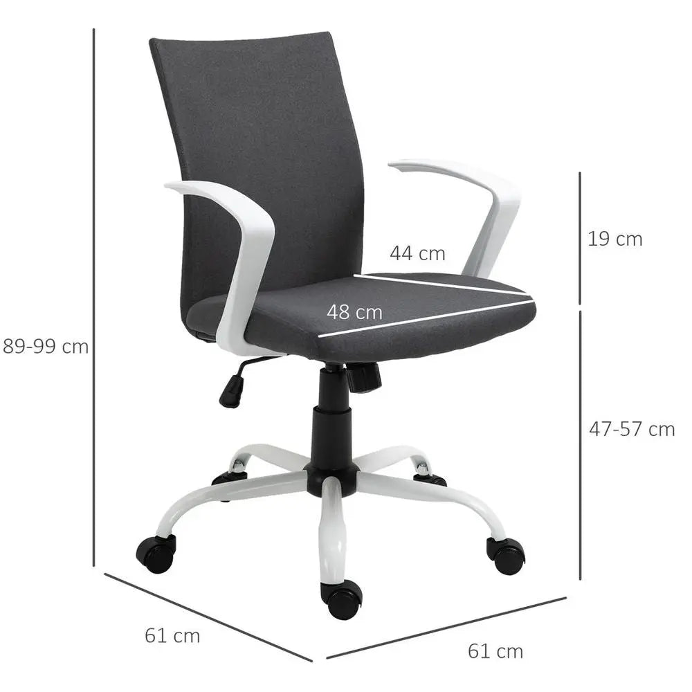 Office Chair Linen Swivel Computer Desk Chair Home Study Task Chair, Dark Grey - Image #4