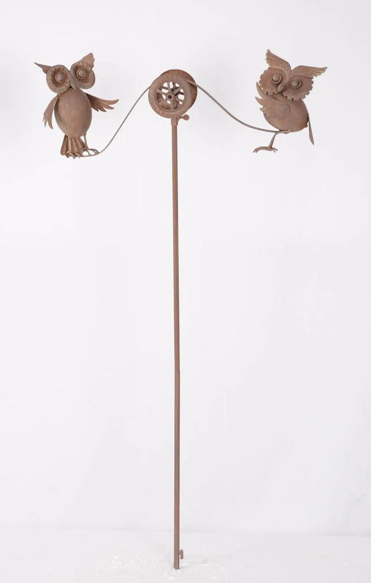 25" METAL OWL BALANCING GARDEN STAKE - Image #1