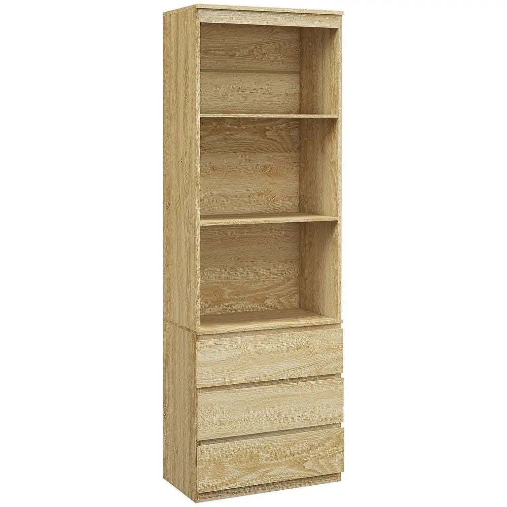 HOMCOM 180cm Tall Bookshelf Free Standing Storage Shelf Unit with Storage Oak - Image #1