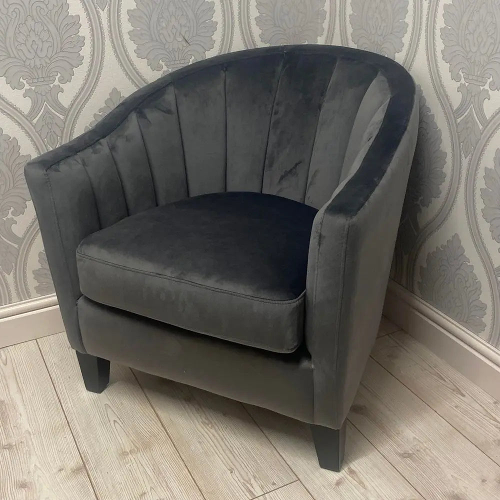 80CM LEAD COLOUR VELVET ARMCHAIR - Image #1