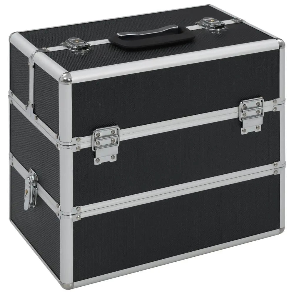 vidaXL Make-up Case 37x24x35 cm Black Aluminium - Image #1