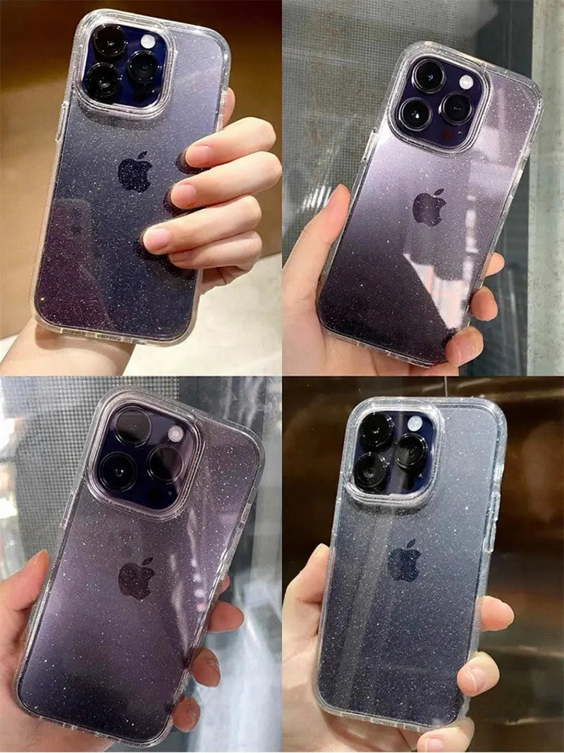 Luxury Clear Glitter Case For iPhone 11 12 13 14 15 Pro Max Xs XR Max 7 8 Plus Mini SE 2020 Soft Transparent Silicone Cover - Image #8