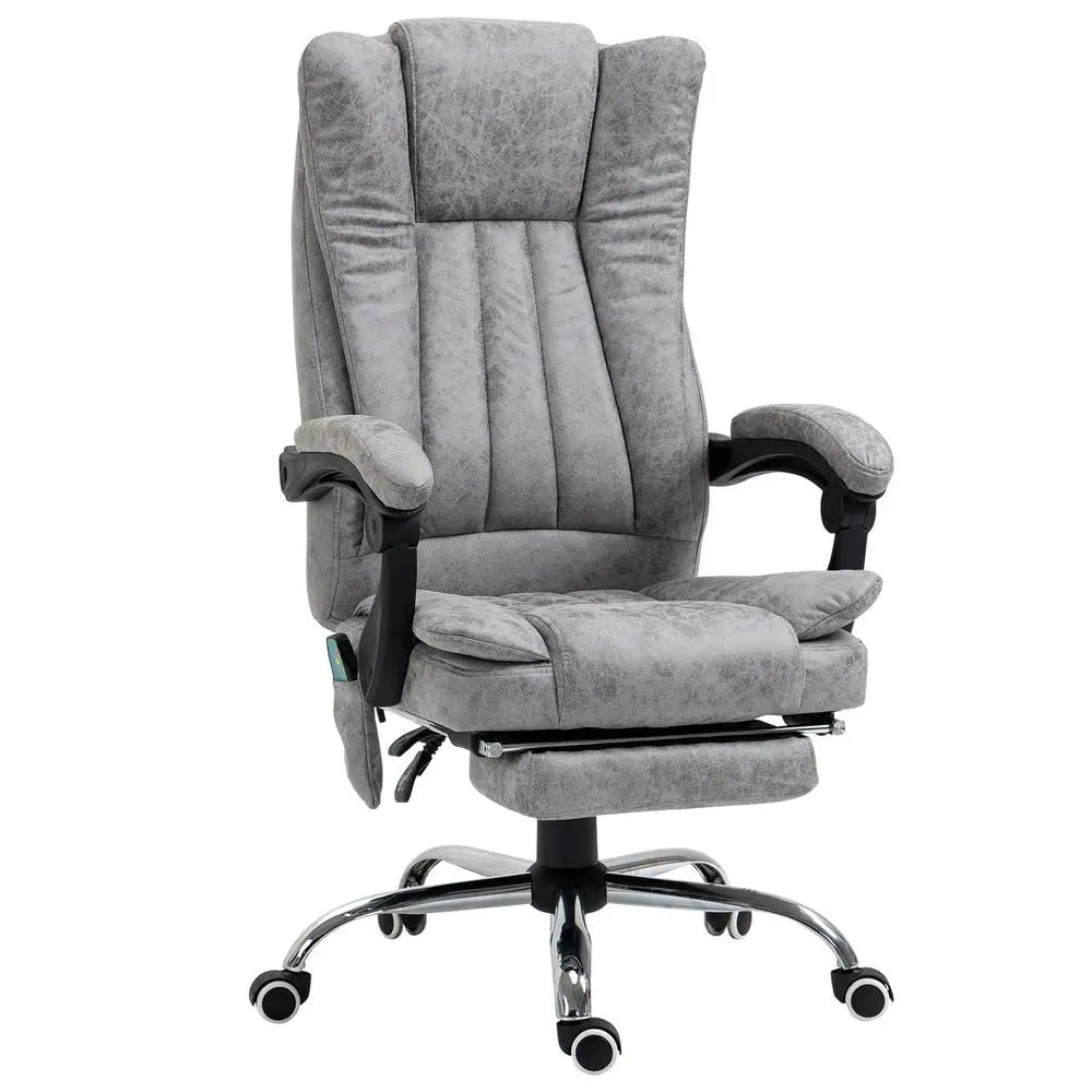 6-Point Vibrating Massage Office Chair w/ Microfibre Upholstery Arms Grey - Image #1