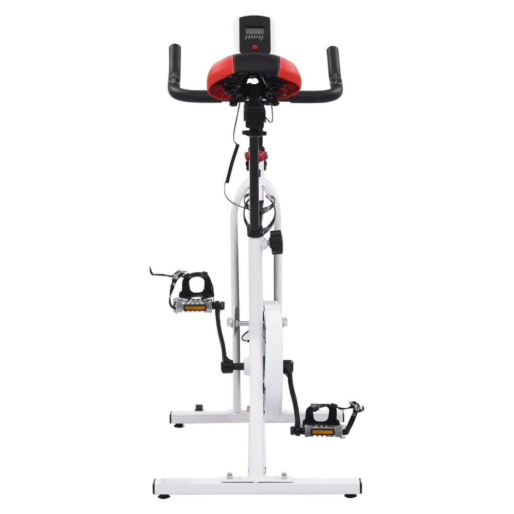 vidaXL Exercise Training Bike with Pulse Sensors White and Red - Image #5