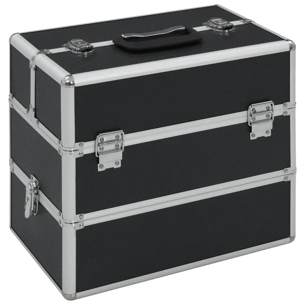 vidaXL Make-up Case 37x24x35 cm Black Aluminium - Image #7