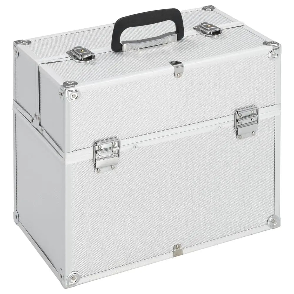 vidaXL Make-up Case 38x23x34 cm Silver Aluminium - Image #1