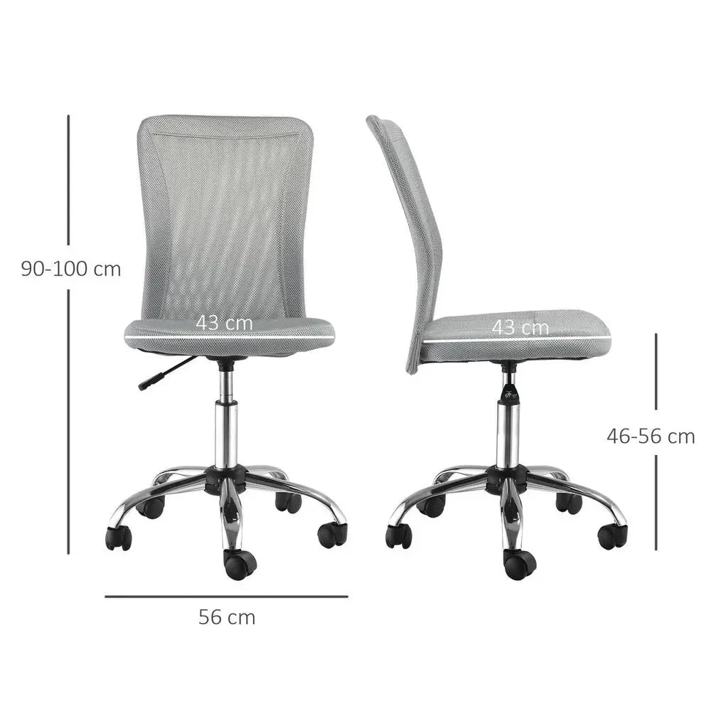 Armless Office Chair Ergonomic Padded Height Adjustable Mesh Back 5 Wheels - Image #4