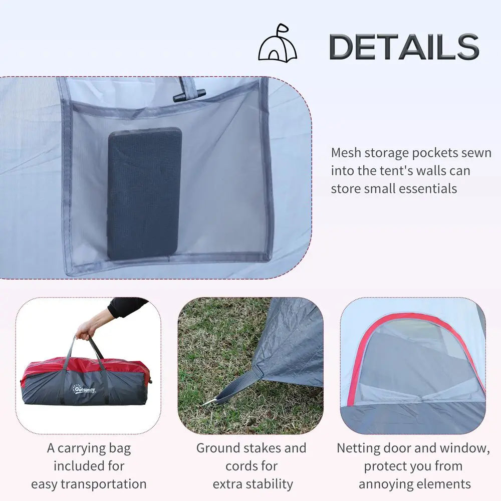 Outdoor  Camping Tent For 5-6 W/ Bag, Fiberglass & Steel Frame Outsunny - Image #6