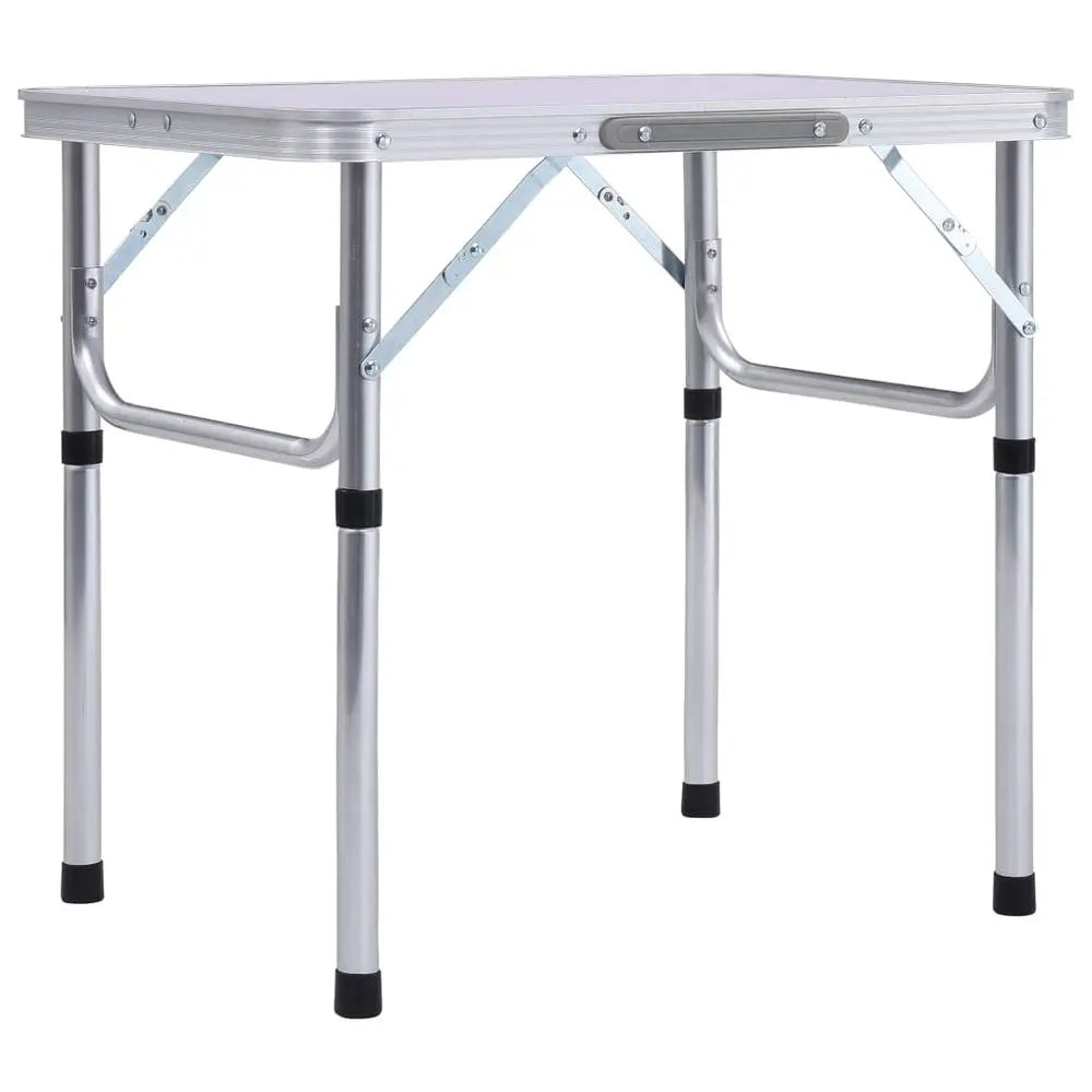 vidaXL Folding Camping Table White Aluminium 60x45 cm - Image #6