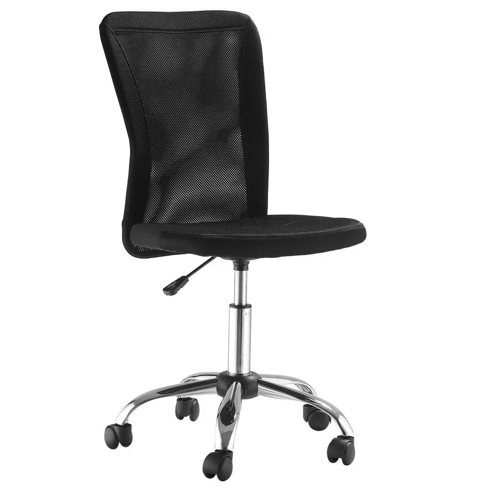 Armless Office Chair Ergonomic Padded Height Adjustable Mesh Back 5 Wheels - Image #1