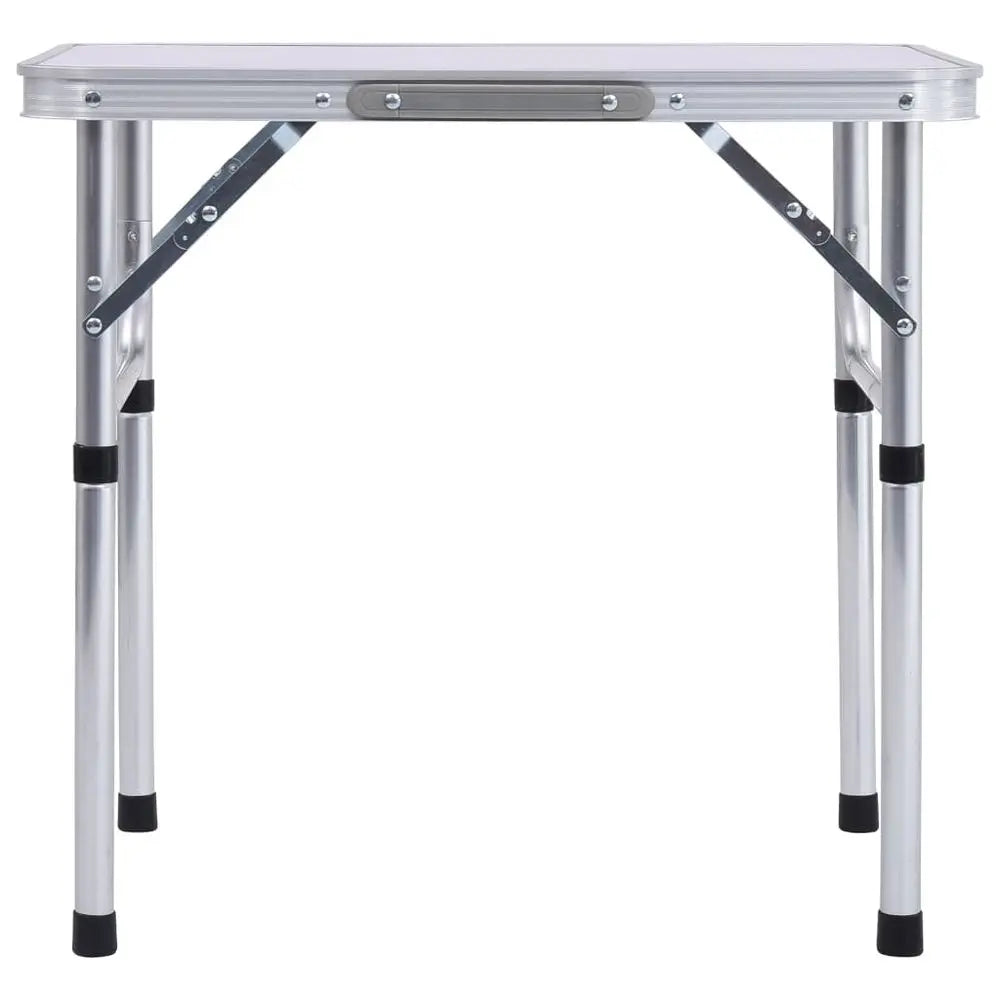 vidaXL Folding Camping Table White Aluminium 60x45 cm - Image #3