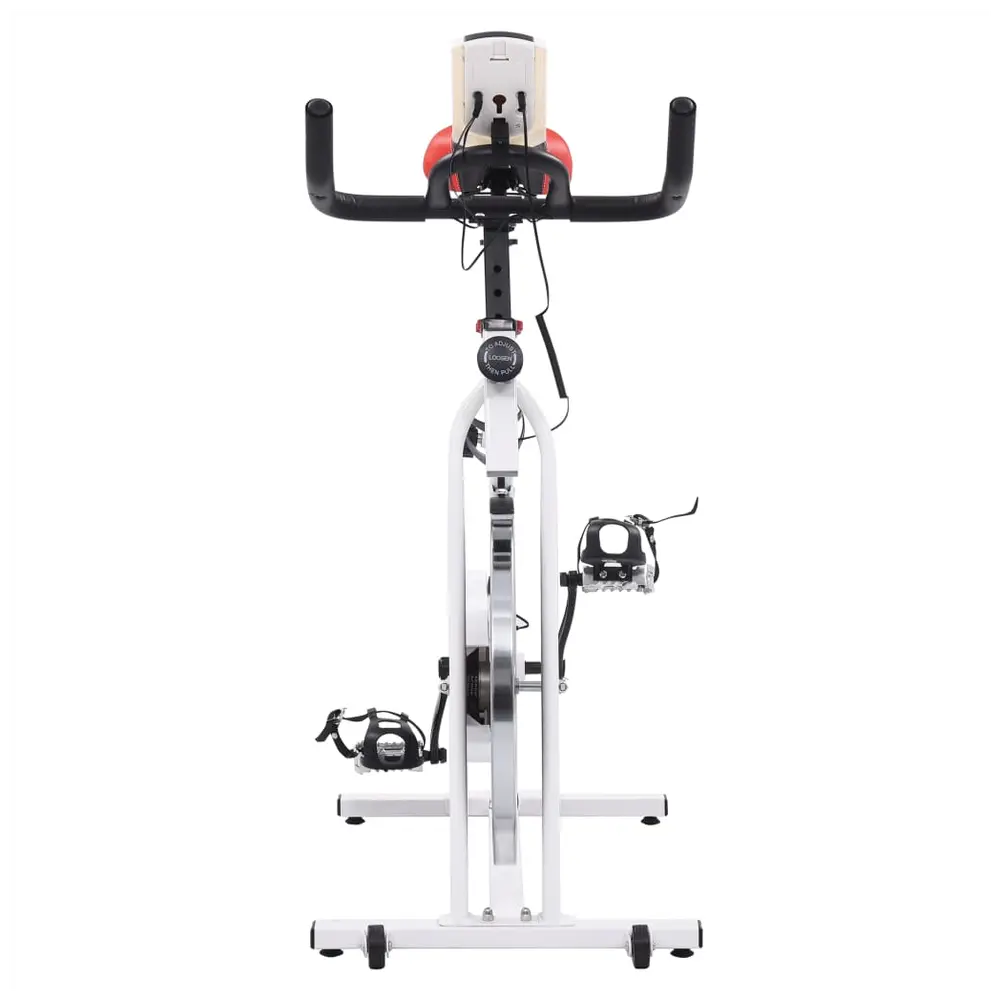 vidaXL Exercise Training Bike with Pulse Sensors White and Red - Image #4