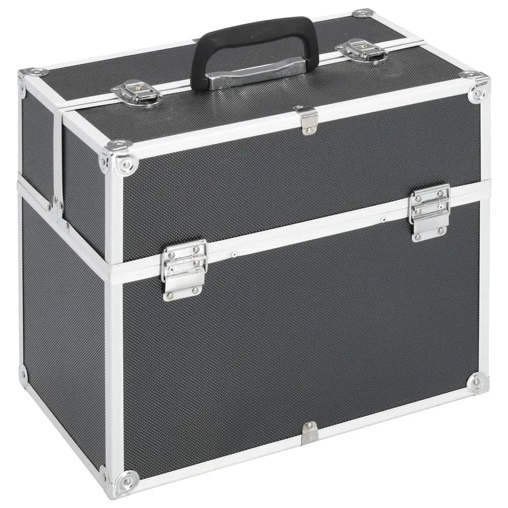 vidaXL Make-up Case 38x23x34 cm Silver Aluminium - Image #7