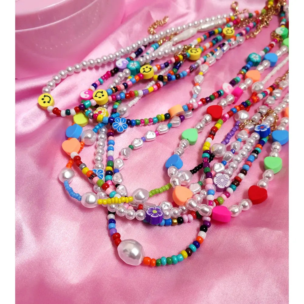 Multilayer Pearl Beaded Necklace - Image #6
