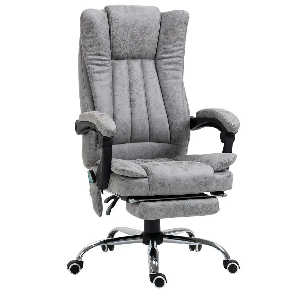 6-Point Vibrating Massage Office Chair w/ Microfibre Upholstery Arms Grey - Image #2