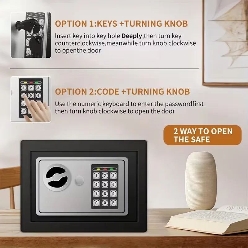 2026 NEW Electronic Safe Deposit Safe Box All Steel for Home Office Password and Key Unlock Safe and Compact