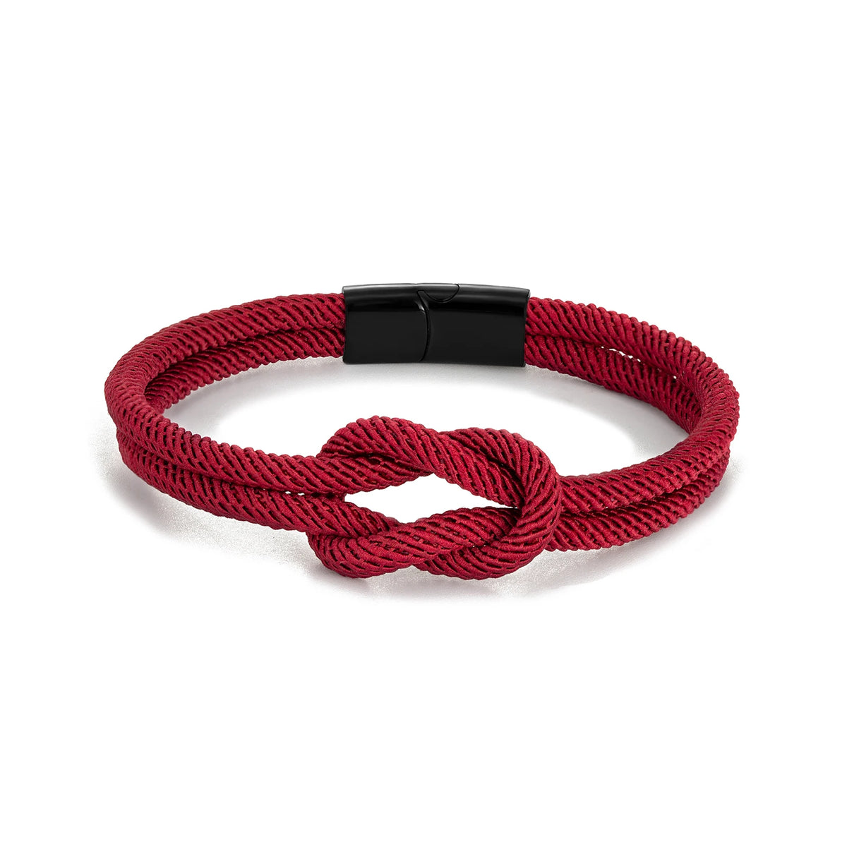 MKENDN Men Double-layer Knotted Rope Bracelet For Women Black Stainless Steel Silder Magnet Buckle Infinity Couple Jewelry
