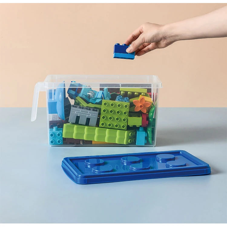 Kids Building Block Dtorage Box With Handle Toys Organizer Household Dust-Proof Storage Box Stackable Block Case Container