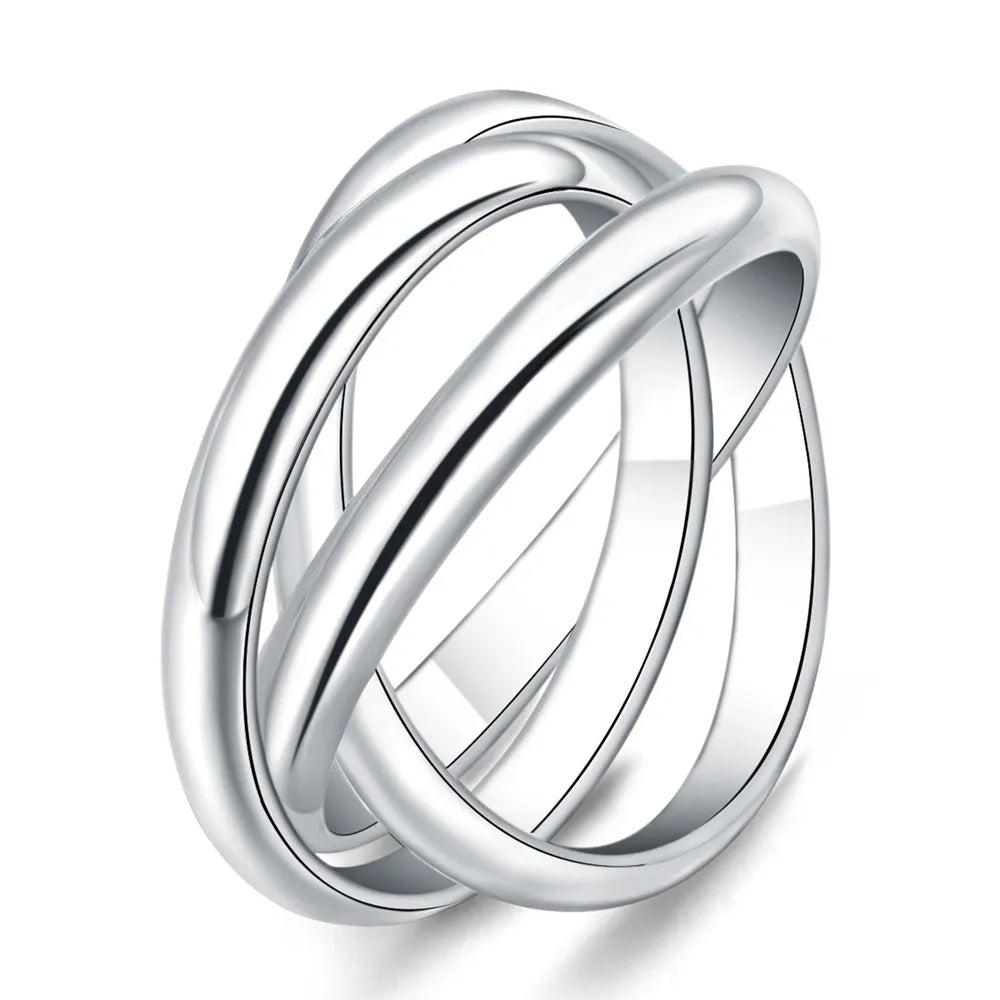 925 Sterling Silver Three Round Woman Rings Fine Jewelry Wholesale Trending Products  GaaBou Jewellery