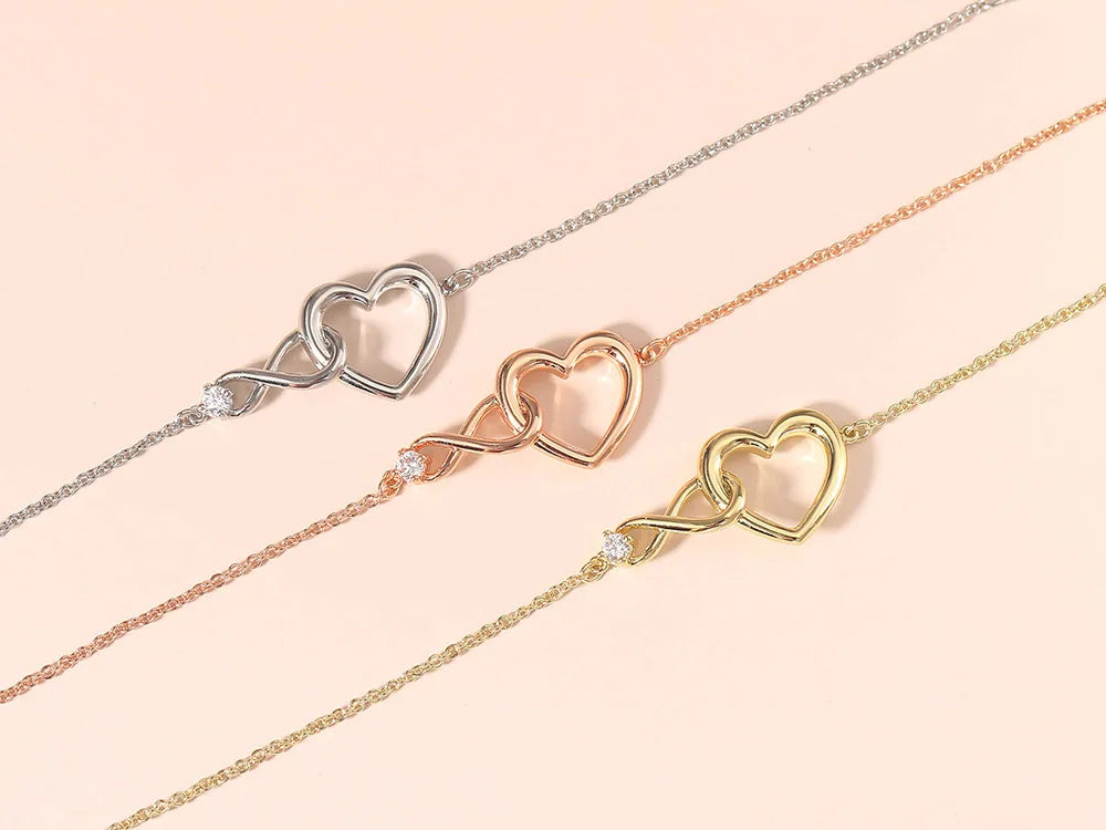 Heart Bracelet for Women Crystal Infinite Love Aesthetic Korean Gold Color Chain Bangles Wedding Accessories Bride Jewelry H058