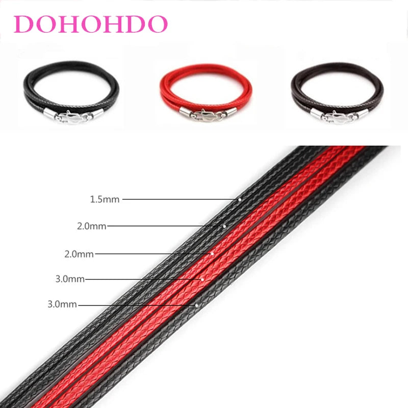 1-3mm Leather Cord Necklace 40-80cm Cord Wax Rope Lace Chain With Stainless Steel Lobster Clasp For DIY Pendant Necklace Jewelry