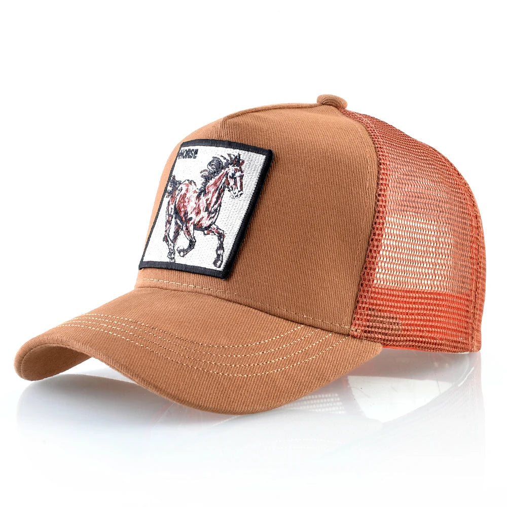 New Fashion Baseball Caps Men Women Snapback Mesh Baseball hats With Horse Embroidery Patch Trucker Casquette Summer Visor Caps