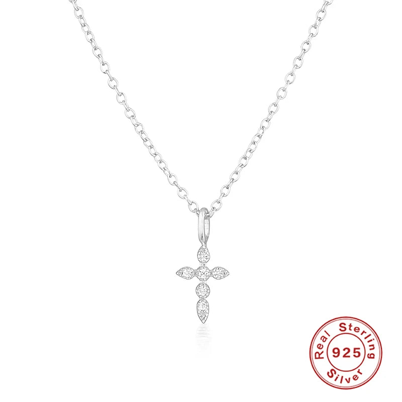 CANNER New 925 Sterling Silver Mini Zircon Pendant Necklaces Chain For Women Necklace Chains Fine Jewelry Gift Collares подвеска