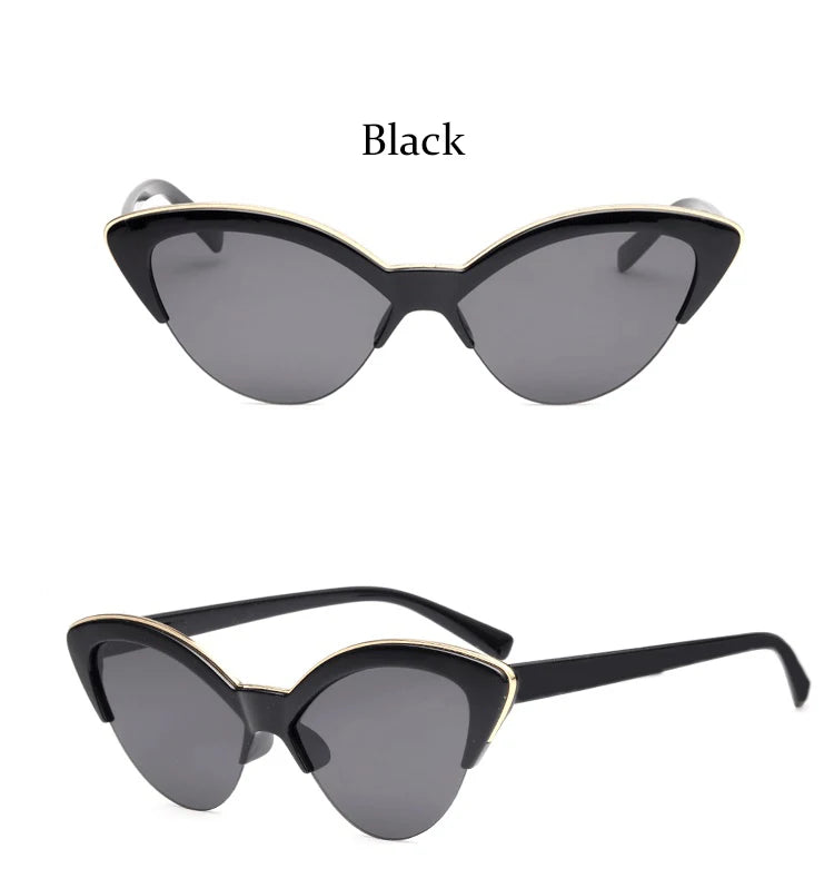 Vintage White Cat Eye Sun Glasses For Women Vintage New Fashion Small Half Frame Eyewear Trending Travel Sexy Woman Sunglasses