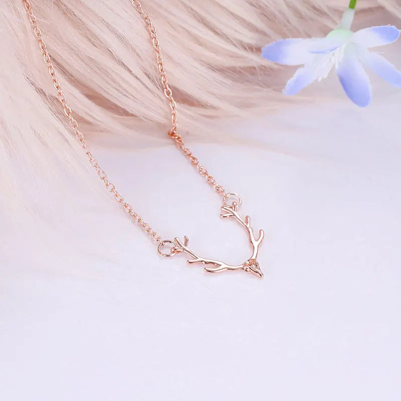 2026 Woozu Vintage Little Antler Deer Head Elk Necklace Cute Pendant Necklace For Mother's Day Gift Charms Choker Jewelry