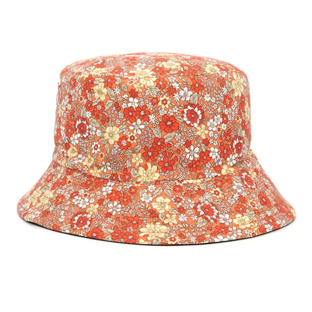 Spring and Summer Small Floral Print Bucket Hat Trend Flower Double-Sided Male Wild Basin  Sun  Woman Cap