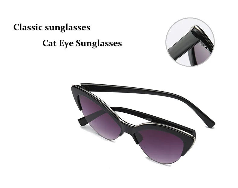 Vintage White Cat Eye Sun Glasses For Women Vintage New Fashion Small Half Frame Eyewear Trending Travel Sexy Woman Sunglasses