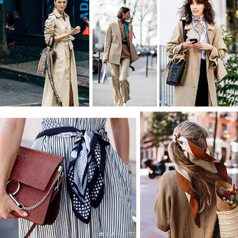 Luxury Brand Silk Satin Square Scarf Women Hijab Bandana Muslim Headscarves Shawl Wrap Ladies Headband Neckerchief Foulard 90cm