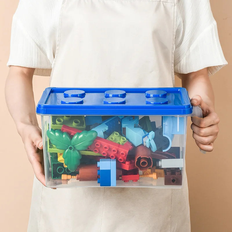 Kids Building Block Dtorage Box With Handle Toys Organizer Household Dust-Proof Storage Box Stackable Block Case Container