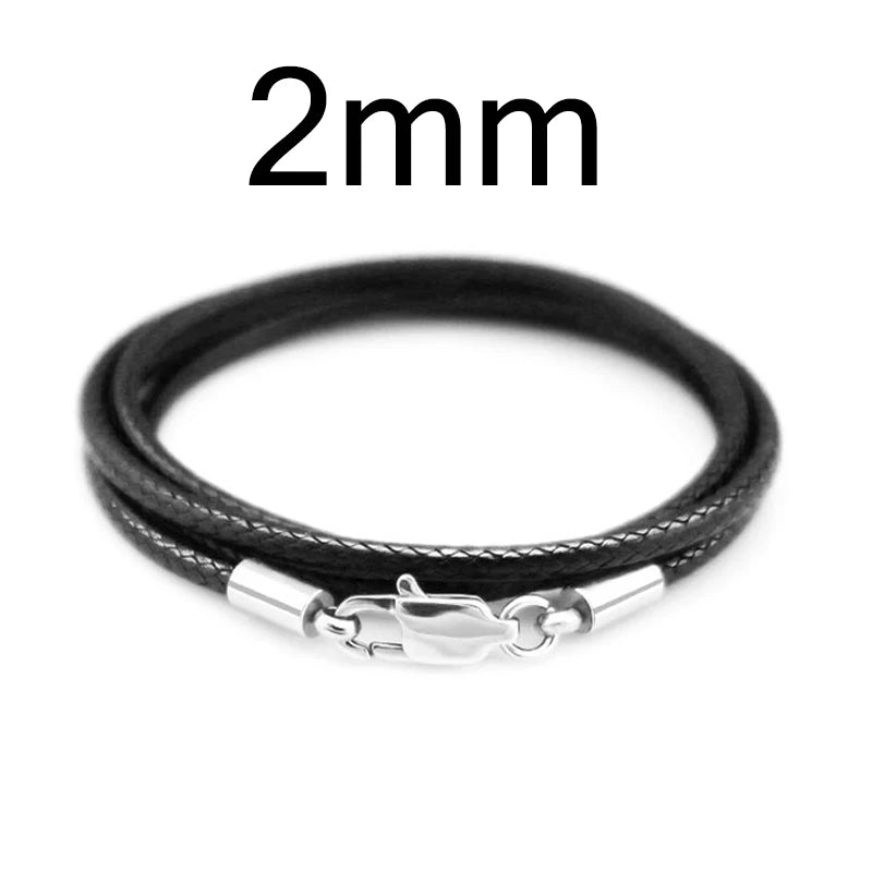 1-3mm Leather Cord Necklace 40-80cm Cord Wax Rope Lace Chain With Stainless Steel Lobster Clasp For DIY Pendant Necklace Jewelry