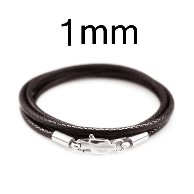 1-3mm Leather Cord Necklace 40-80cm Cord Wax Rope Lace Chain With Stainless Steel Lobster Clasp For DIY Pendant Necklace Jewelry